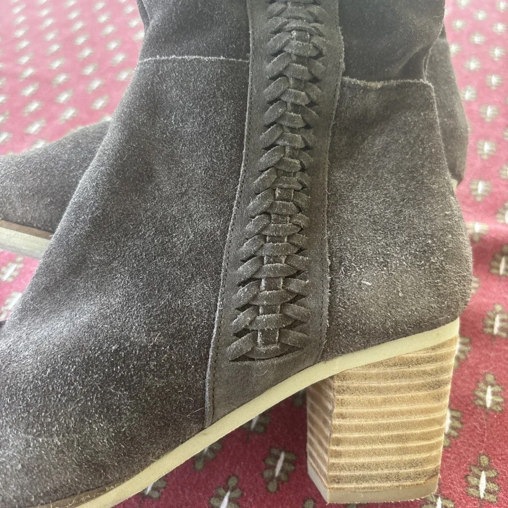 Coconuts By Matisse Brown Over Knee Boot Suede Braided Sides Size 7 Boho Cowboy